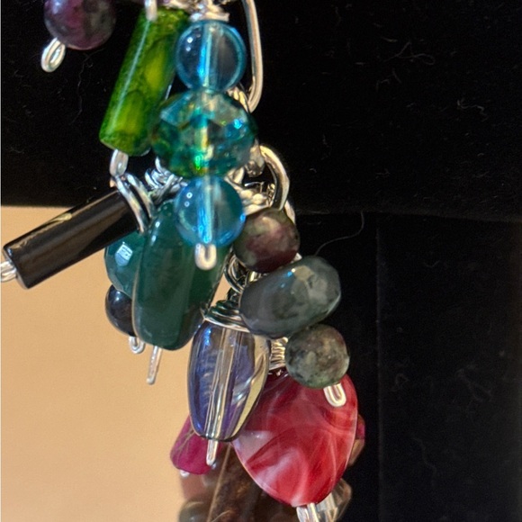 Aventurine,Agate,Tourmaline,Jasper,Heart Charm Bracelet with Drawbench beads - Picture 7 of 11